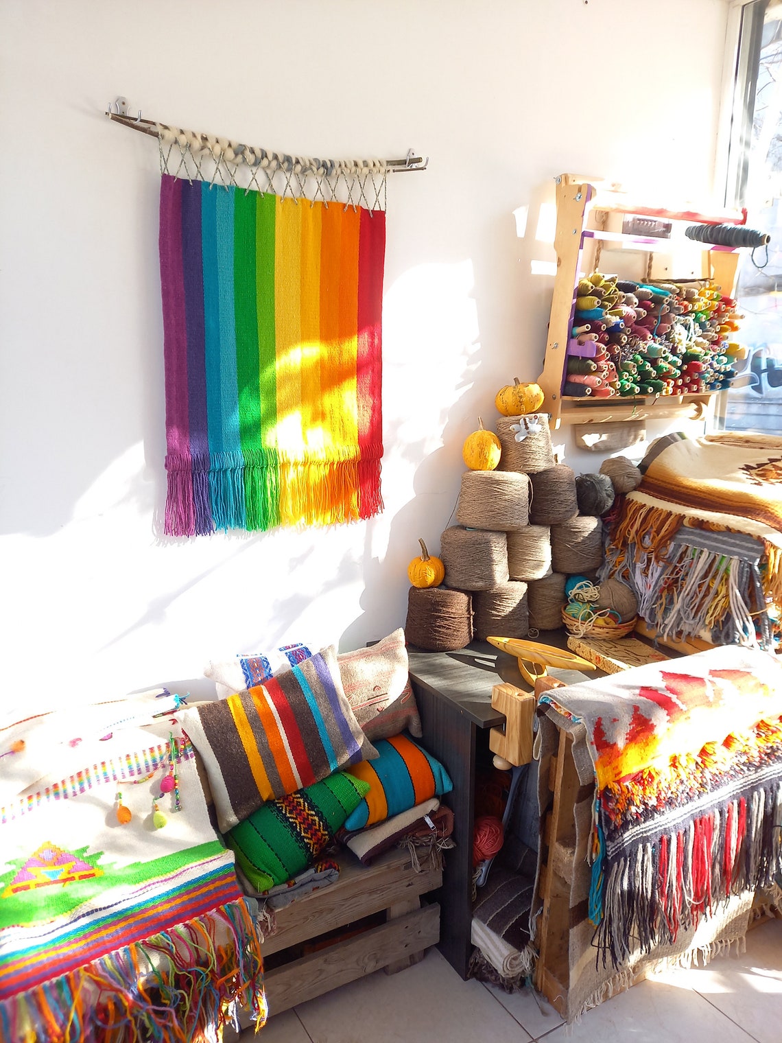 Bohemian Fiber Art Colorful Woven Tapestry Wall Hanging Etsy