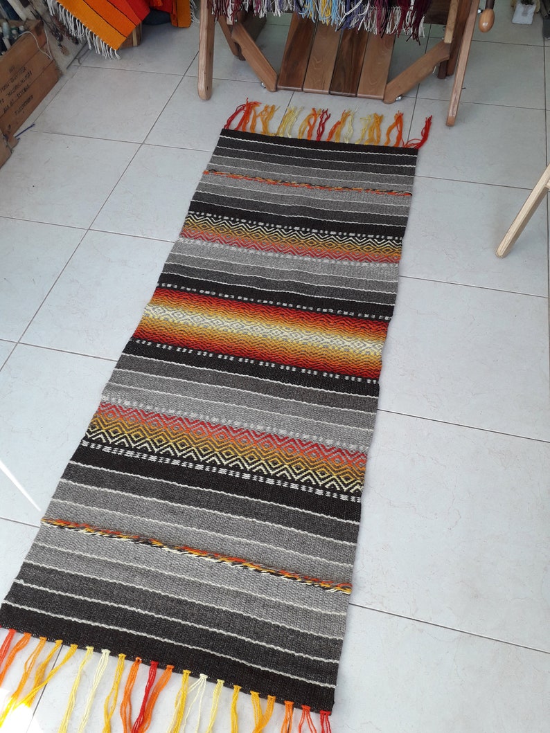 Bohemian Hallway Runner Kilim Natural Wool Throw Rug Hand Etsy