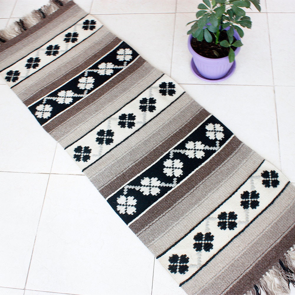 Handwoven wool rug in natural wool colors white and Etsy