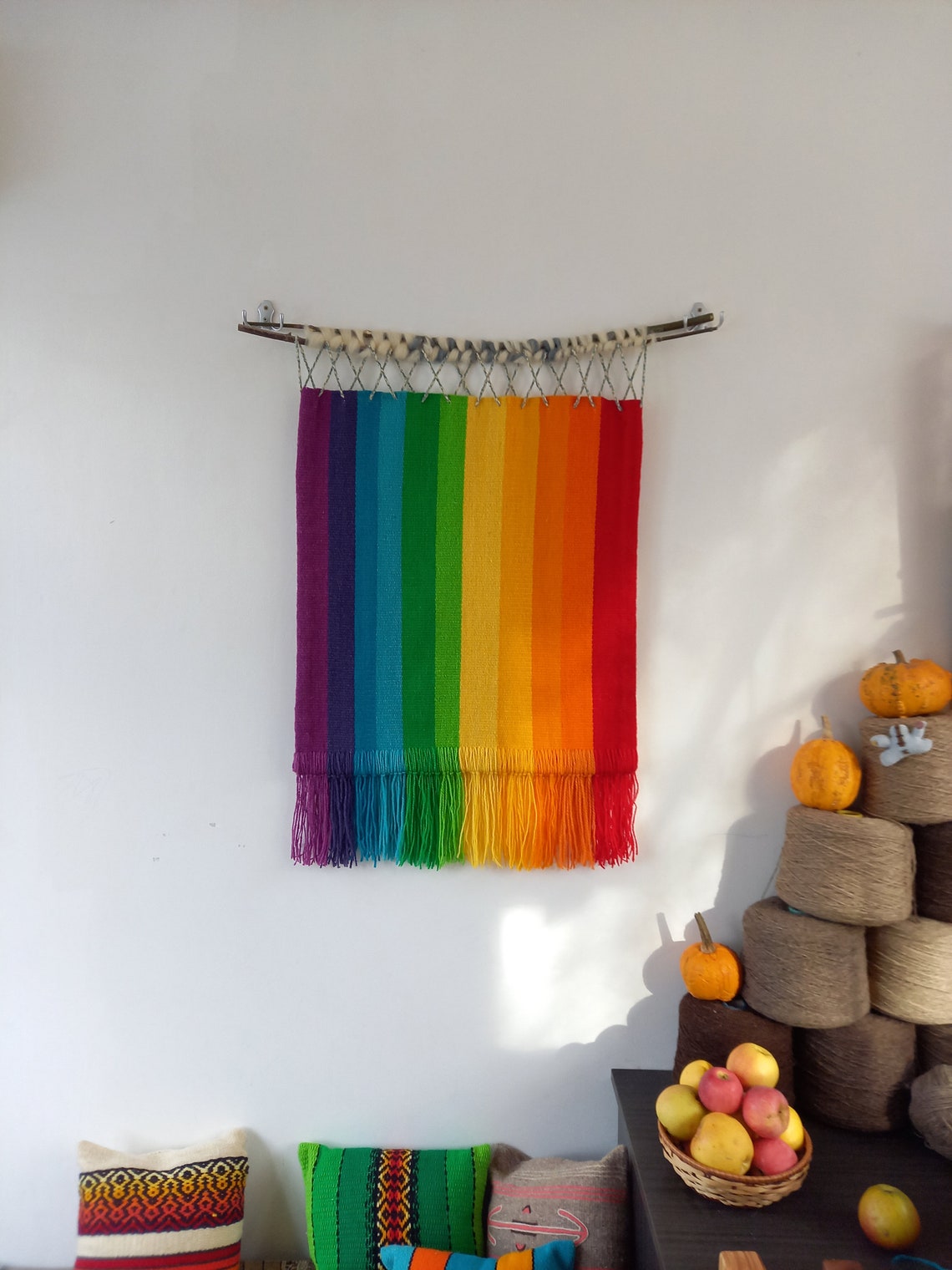 Bohemian Fiber Art Colorful Woven Tapestry Wall Hanging Etsy