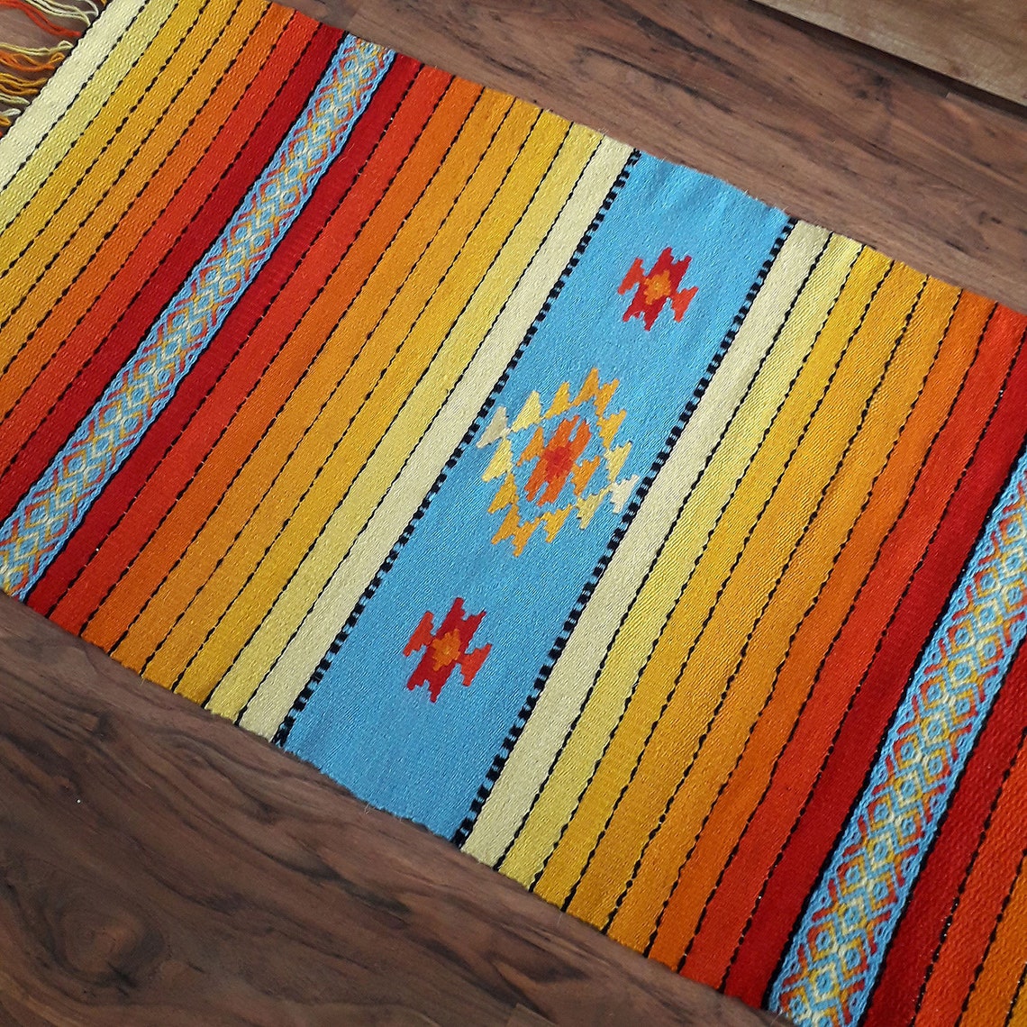 Colorful Striped Aztec Throw Rug Multicolor Accent Rug Etsy