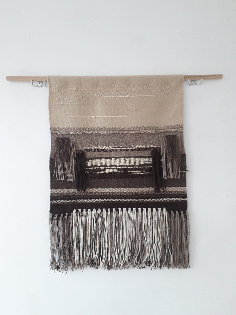 Unique Hand Woven Home Decor Wall Hanging Cottage Home Wall Art Natural Colors Unprocessed Wool