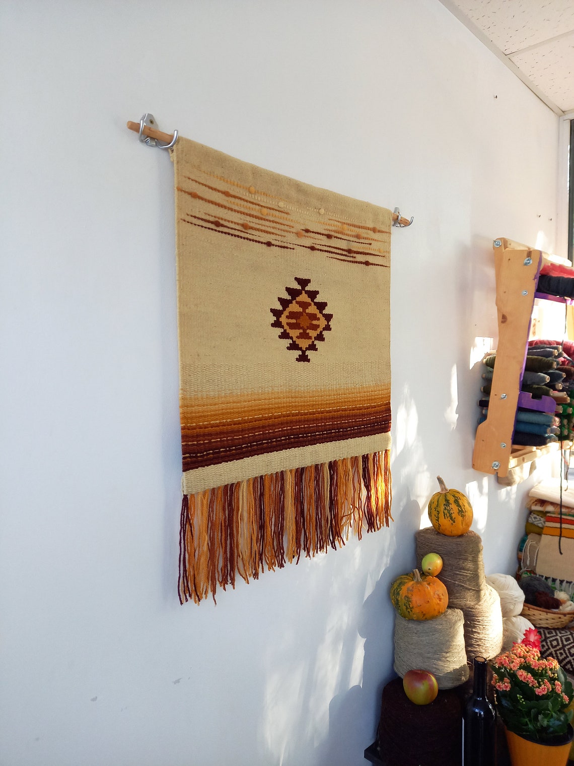 Woven Wool Wall Hanging Wall Tapestry Handmade Wall Hanging Etsy