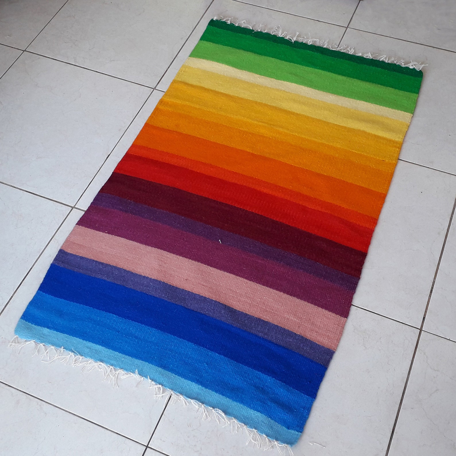 Colorful Rainbow Bohemian Handwoven Rug Runner Farmhouse Rug Etsy