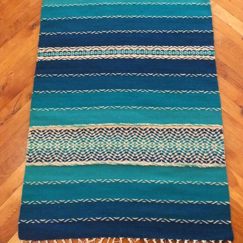 Hand Woven Wool Rug Made to Order Blue Rug Turquoise Rug Etsy