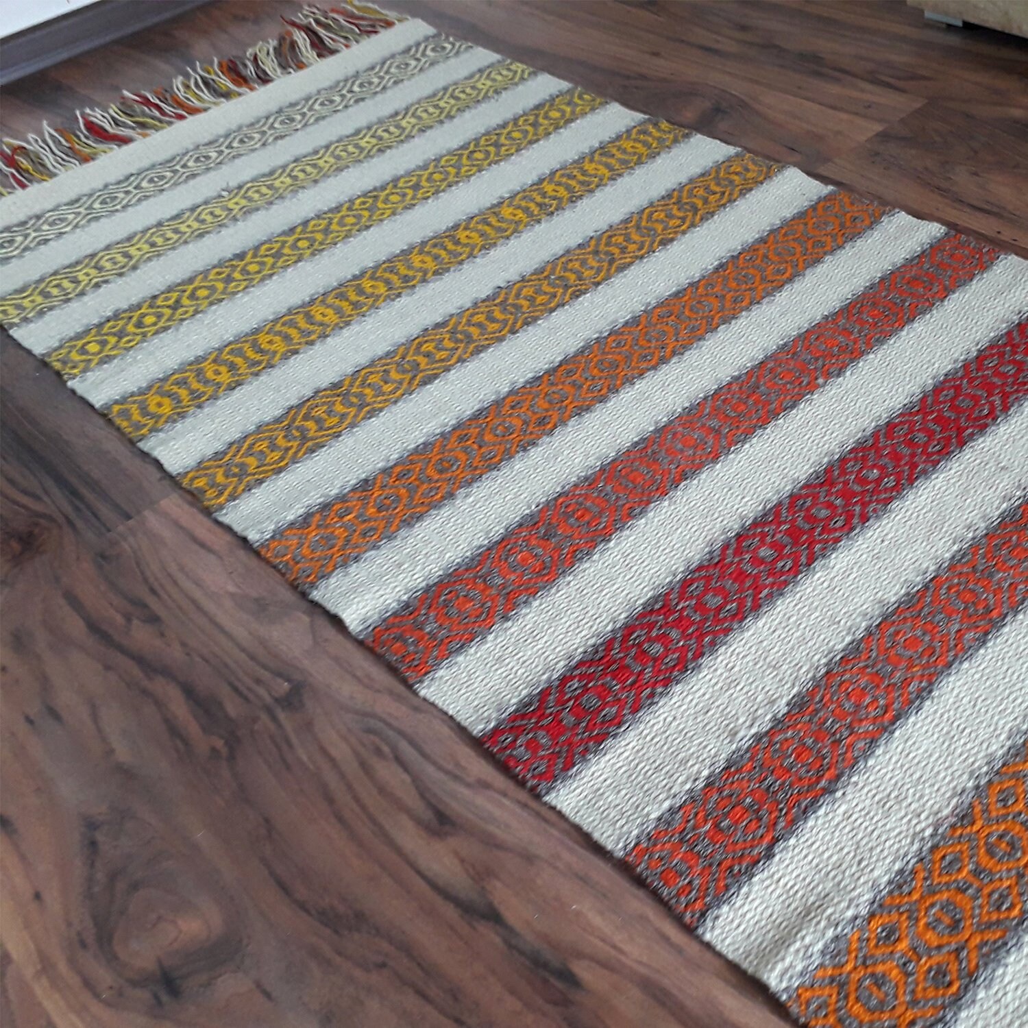 Woven Wool Rug Runner in Natural Offwhite Color and 8 Shades Etsy