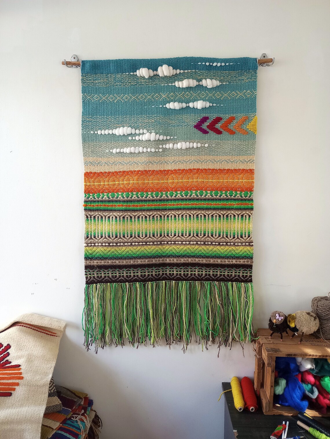 Bohemian Woven Wall Hanging Cottage Home Wall Art Modern Etsy