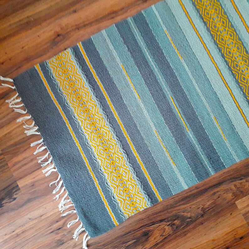 Grey rug runner Grey and Yellow Striped Wool Rug Runner Etsy
