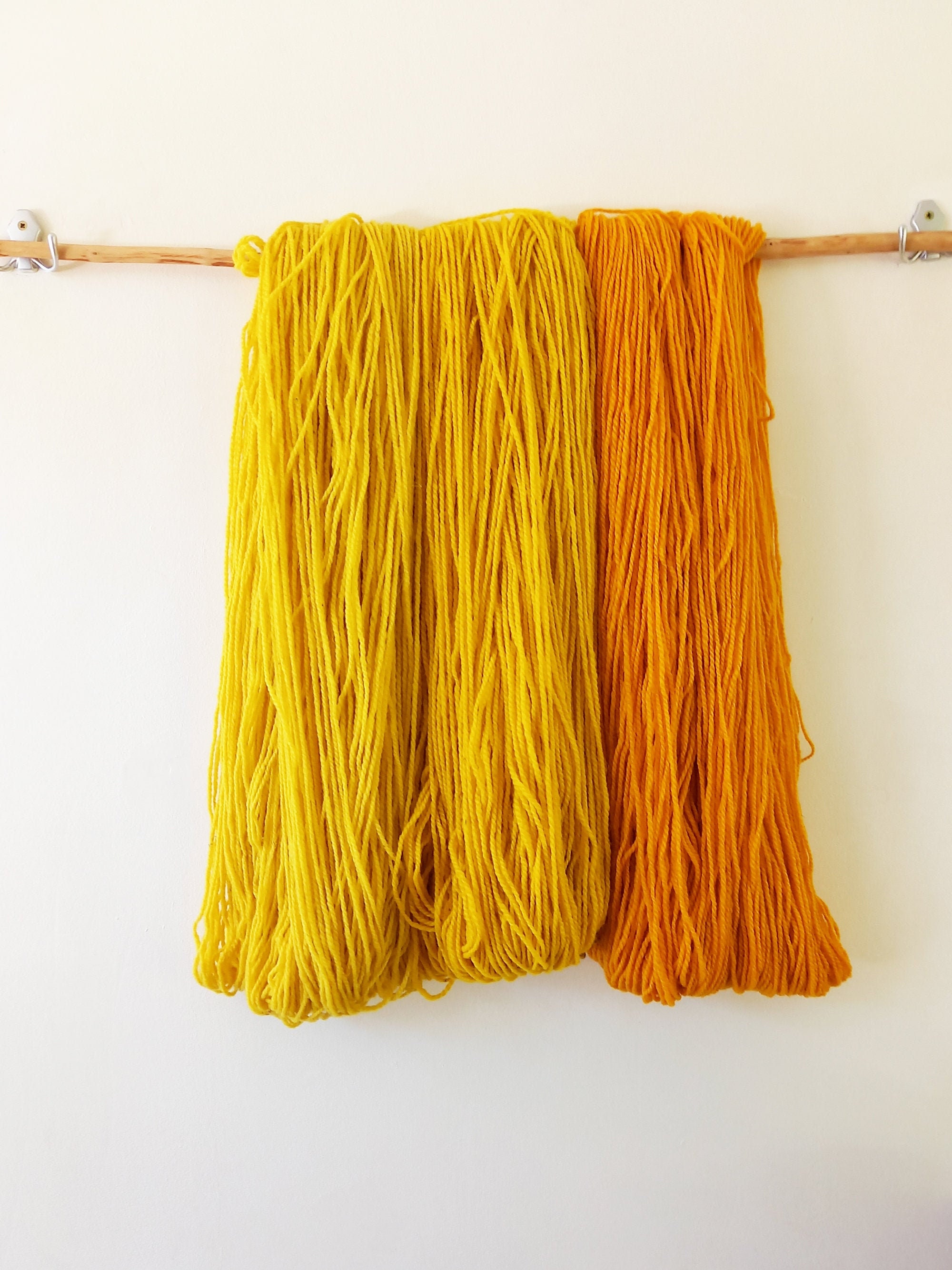 Hand Dyed Natural Wool Yarn in Yellow 2ply 100 Wool Yarn Etsy
