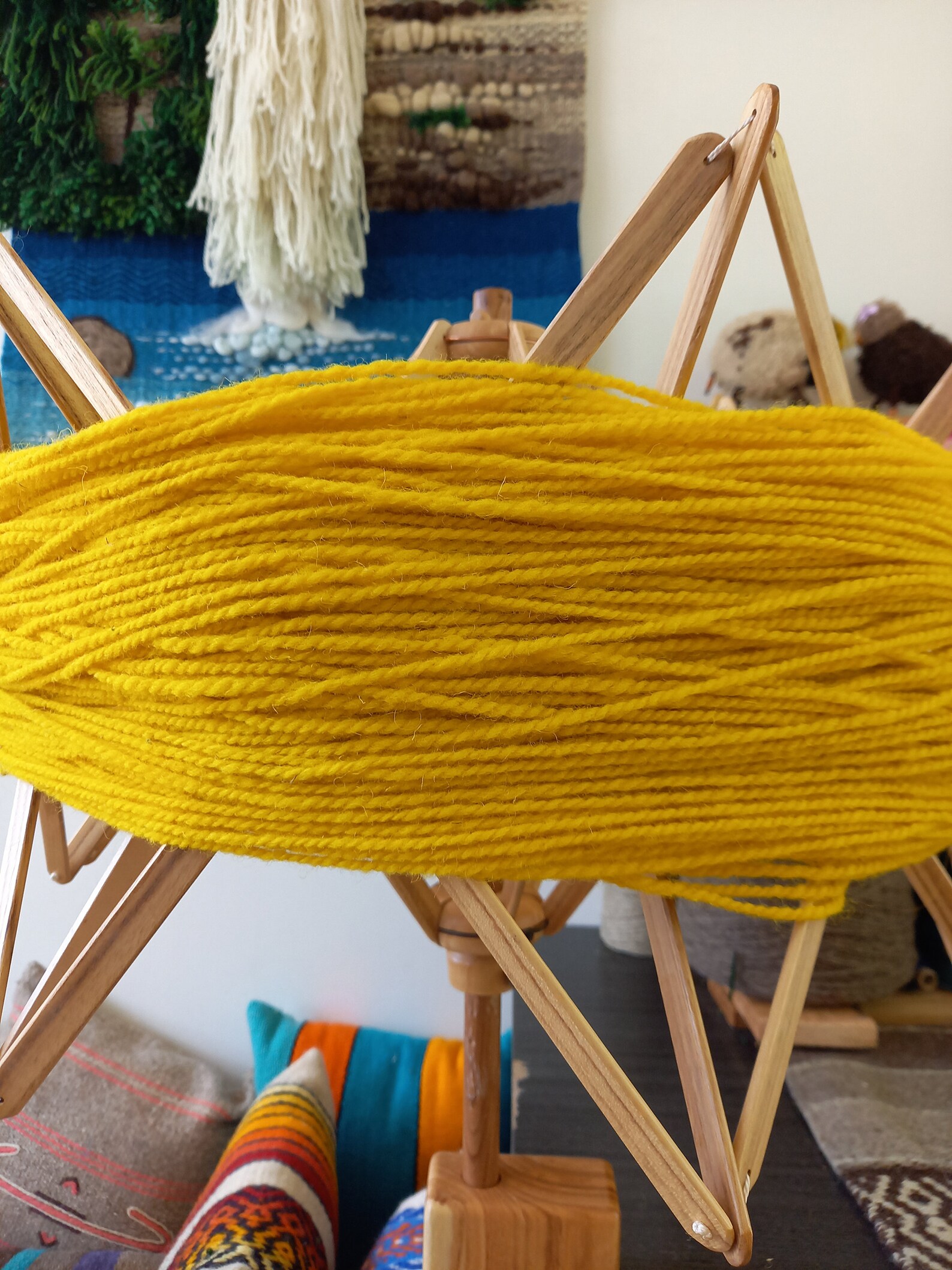 Hand dyed natural wool yarn in yellow 2ply 100 wool yarn Etsy