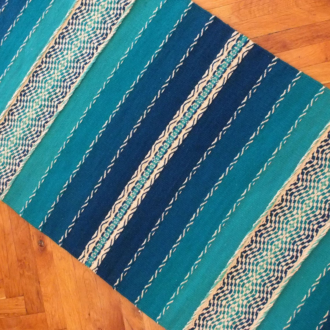 Hand Woven Wool Rug Made To Order Blue Rug Turquoise Rug Etsy