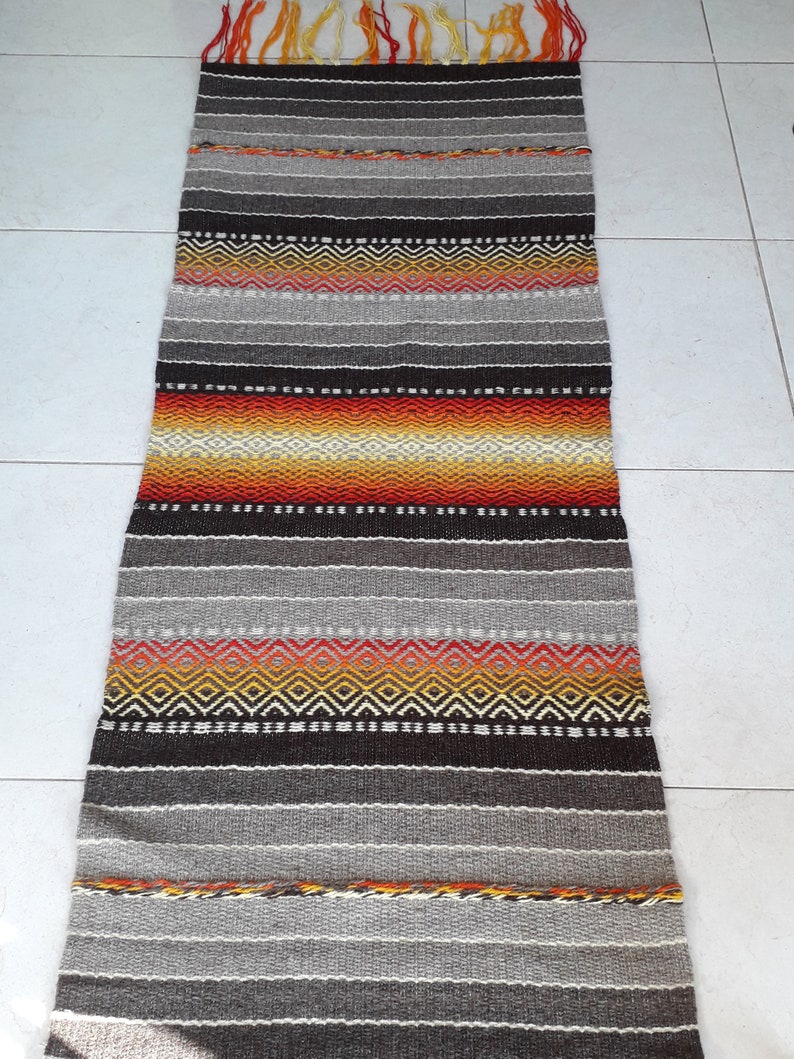 Bohemian Hallway Runner Kilim Natural Wool Throw Rug Hand Etsy