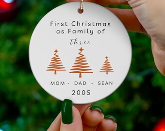 First Christmas as Family of Three Ornament