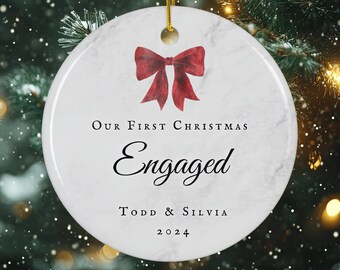 Christmas Ornament First Christmas Engaged Personalized Gift  Holiday Tree Decoration Newlywed Ornament Custom