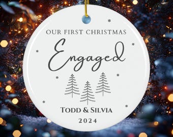 Christmas Ornament Engaged Gift First Christmas Decoration Couple's Keepsake Personalized Holiday Ornament Christmas Tree Decor