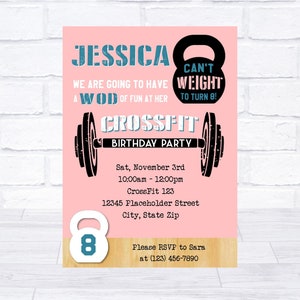 Girl CrossFit Birthday Invite, Pink CrossFit Invite, CrossFit Invitation, CrossFit Party, CrossFit Kids, WOD, CrossFit Birthday, Pink