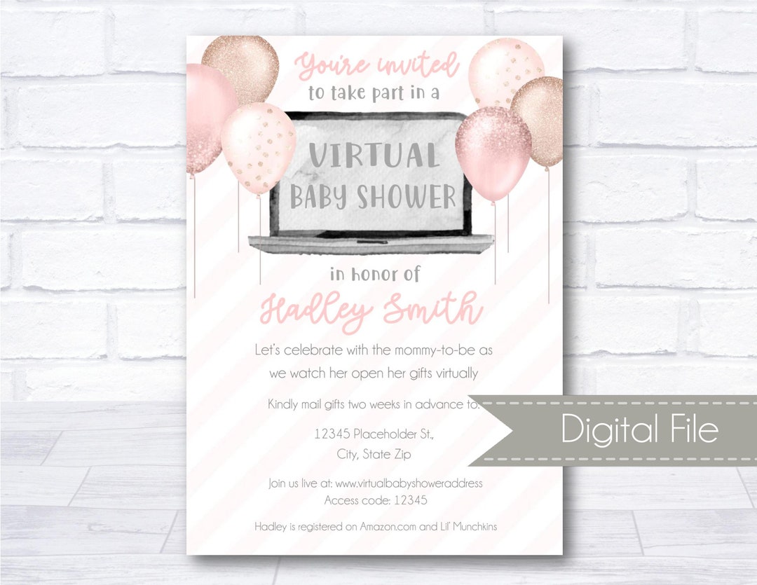 Invitation à la baby shower virtuelle, baby shower longue distance