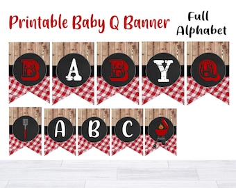 Baby Q Banner, Baby-Q Banner, Baby Q Decor, Baby Q Printable, Baby Q Party, Baby BBQ, Baby Q Shower, Bun in the Oven Banner, Printable