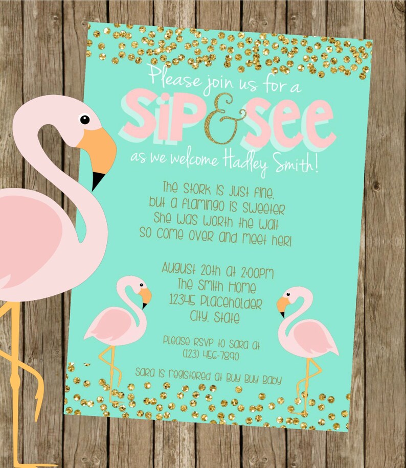 Adoption Baby Shower Flamingo Invite Printable File