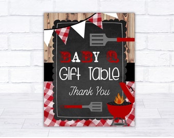 Baby Q Sign, Baby Shower BBQ Sign, Baby-Q Gift Table Sign, Baby-Q decor, Barbecue Shower, BBQ Sign, Bun in the oven, printable