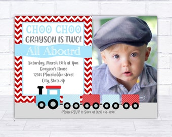 Train Invite, train invitation, choo choo, all aboard, train birthday, train party, 2nd birthday, choo choos, choo choo invite, two