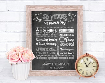 Teacher Retirement Print - Teacher retirement gift - Chalkboard Print - Digital Printable File