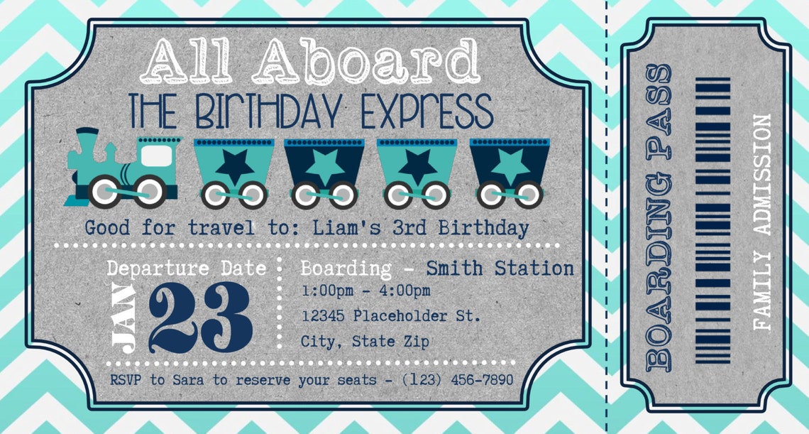 Train Ticket Invitation Train Ticket Invite DIY Printable | Etsy