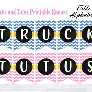Trucks and Tutus Banner, Trucks and Tutus Party, Trucks and Tutus Decor, Sibling Party, Twin Party, Construction, Ballerina, Printable