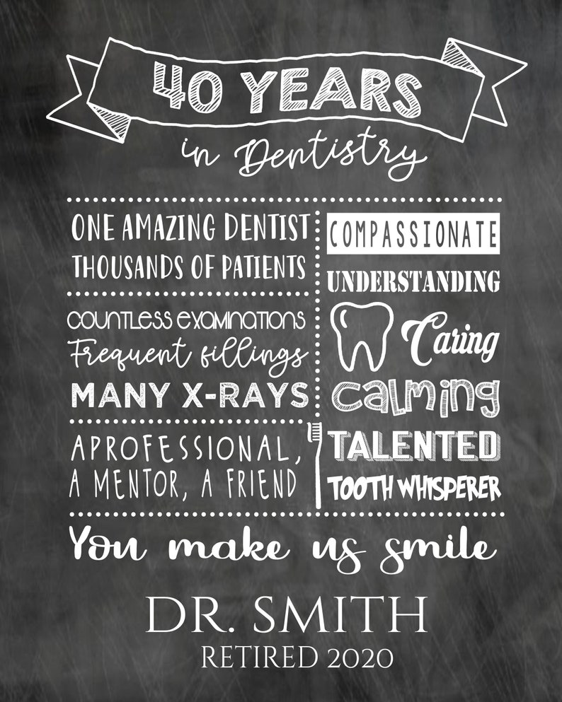 Dentist Retirement Print Dental Retirement Print Dentist Etsy UK