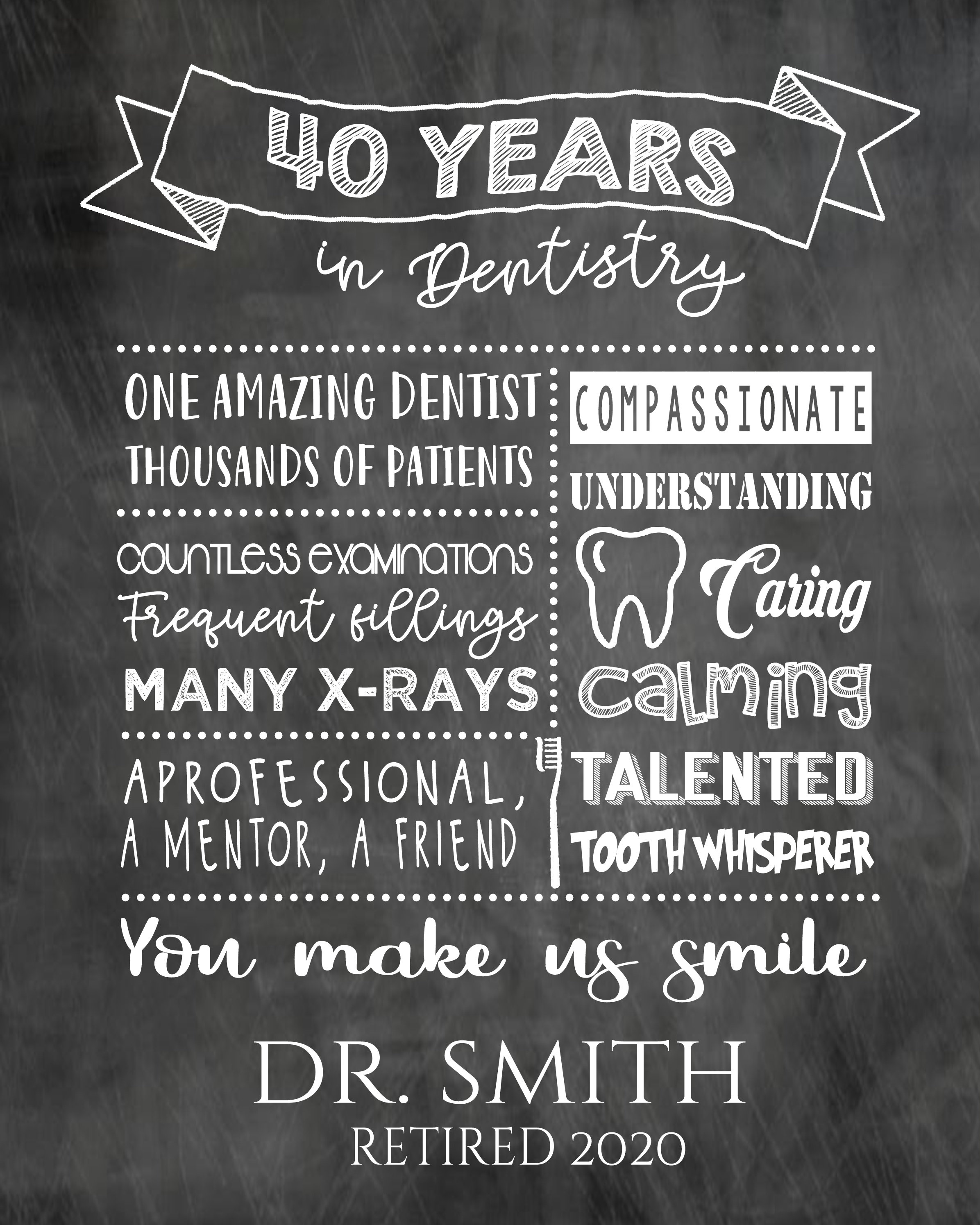 Dentist Retirement Print Dental Retirement Print Dentist Etsy UK