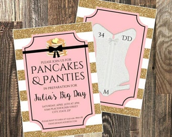 Pancakes and Panties, Lingerie Party,  Bridal Shower Invite, Bachelorette Party Invite, Lingerie Invite, Bridal Shower Brunch, Printable