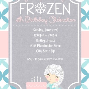 Frozen Invite, Elsa invite, Frozen birthday party, Frozen invitation, Elsa invitation, Frozen birthday invite, printable image 2