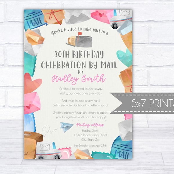 Celebration by mail invite, card party, card birthday, card shower, birthday by mail, gift card invitation, gift card shower, printable