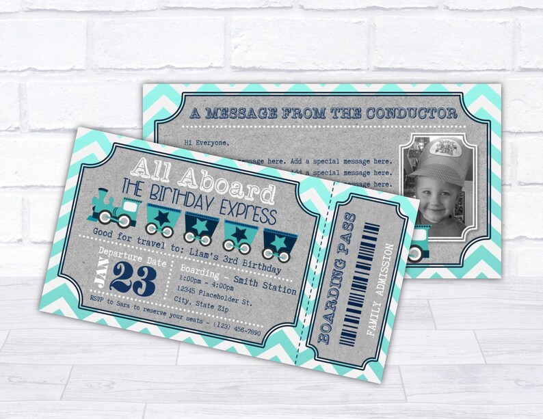 train ticket invitation train ticket invite diy printable