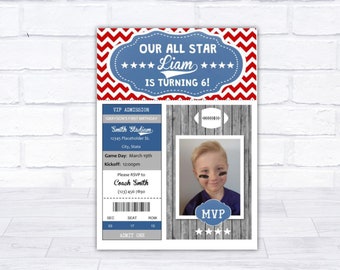 Football Invite, football invitation, football party, football birthday, rookie invite, rookie invitation, sports decor, all star, printable