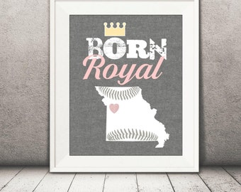 Kansas City Royals Baby Print - Royals Print - Baby Baseball Printable File - Girl