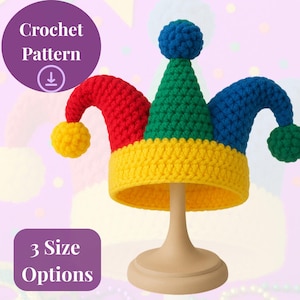 DIY Crochet Jester Hat Pattern | Customizable Mardi Gras Crochet Hat | Cosplay Hat Pattern | Halloween Costume Idea | Crochet Jester Hat
