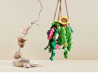 Hanging Sunflower Crochet Plant Pattern: Car Decor (PDF Pattern)