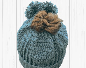 Crochet Messy Bun Beanie Pattern: Convertible Ponytail Hat (PDF Pattern)