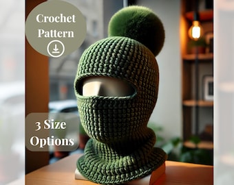 Crochet Balaclava Ski Mask Hat Pattern: Easy DIY Winter Wear (3 Sizes) (PDF Pattern)