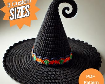 Handmade Crochet Halloween Witch Hat Pattern – Spooky Black Witch Hat with Wide Brim, Perfect for Halloween Costumes & Decor