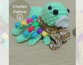 Crochet Jumping Spider Plushie Pattern with Pony Beads | Fidget Toy Tutorial PDF | Fidget Low Sew Jumping Spider Amigurumi Crochet Pattern