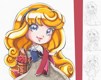 Coloring-Page-Bundle: Kawaii Disney Princesses