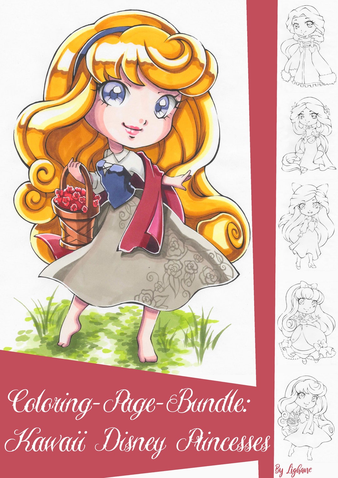 Comment Dessiner La Belle Et La Bête En Kawaii Lot de pages à colorier : Princesses Disney Kawaii - Etsy France