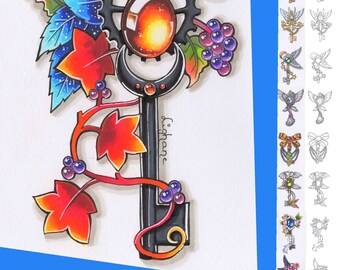 Coloring- and Print-Bundle: Birthstone Keys