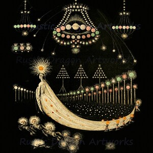 J.J. Granville "Peregrinations of a Comet" 1844 Reproduction Digital Print  Celestial Star Moons Comets Vintage Decor