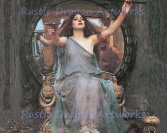 John William Waterhouse "Circe Offering the Cup to Odysseus" 1891 Reproduction Digital Print Wicca Pagan Celtic