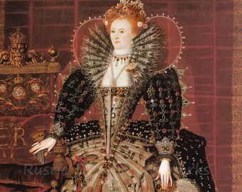 Nicholas Hilliard "Hardwick Hall-Portrait of Queen Elizabeth I of England" 1599  Reproduction Digital Print  Wall Decor Bristish Monarch UK