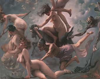 Luis Ricardo Falero "Witches Going To Their Sabbath" 1878  Reproduction Digital Print Home Decor Wall Hanging