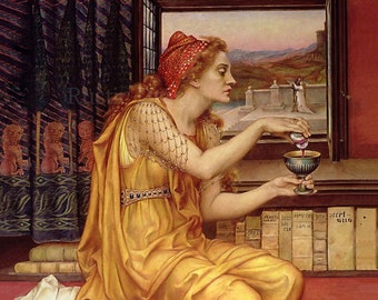 Evelyn De Morgan "The Love Potion" 1903 Reproduction Digital Print Couple in Love Bottle of Potion Spells Witchery Magic Sorcery